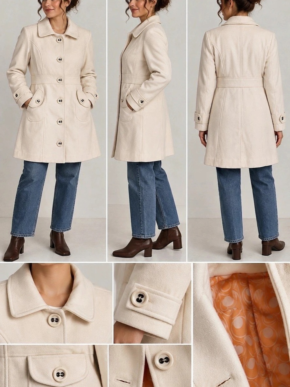 Anthropologie Tulle Original Clothing Cream Trench Coat Size Large